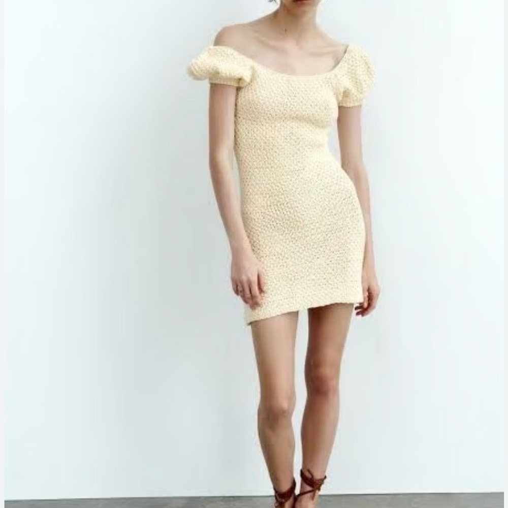 Zara Cream Textured Mini Dress